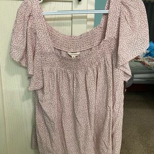 Lucky Brand Pink Ditsy Floral Blouse